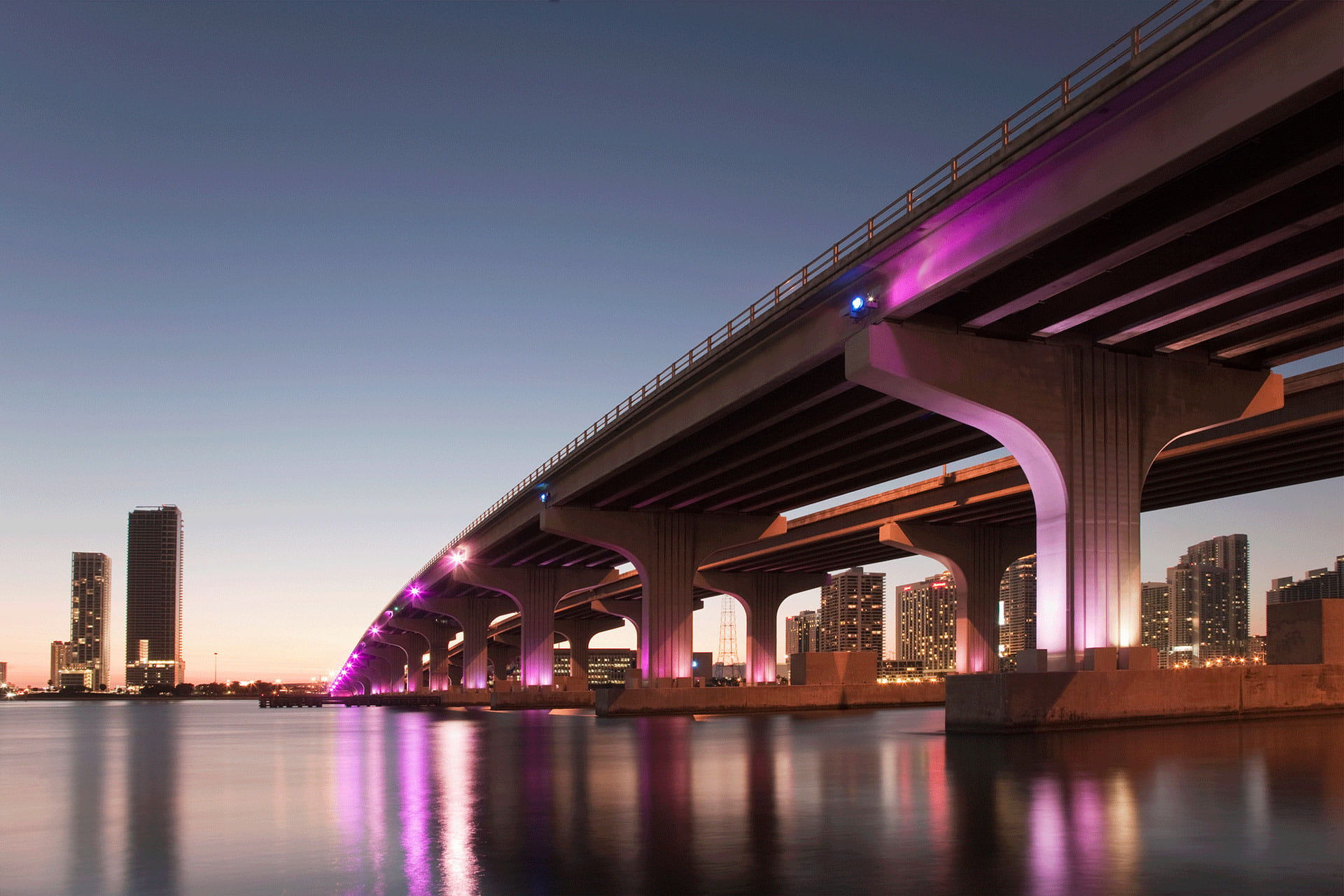 Downtown Miami Riverbank at Sunrise